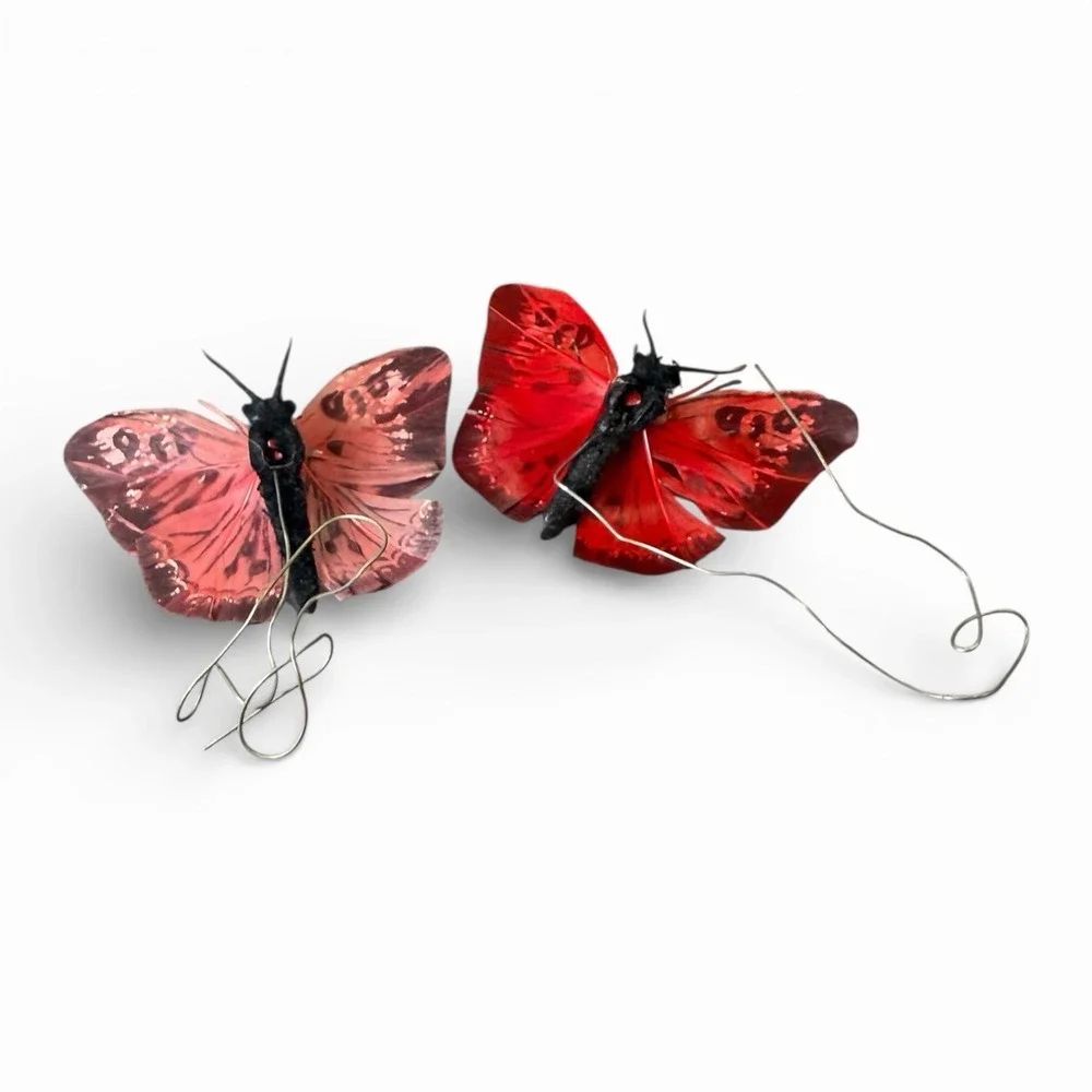 Vintage Handcrafted Feather Butterflies‎ - Lot of (2) - Use For Crafting